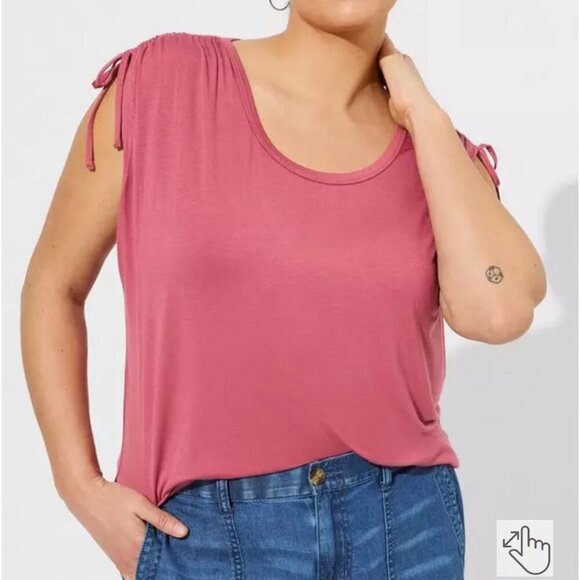 Torrid Size 3 Mauve Super Soft Scoop Neck Drawstring Shoulder Tank - Picture 1 of 8